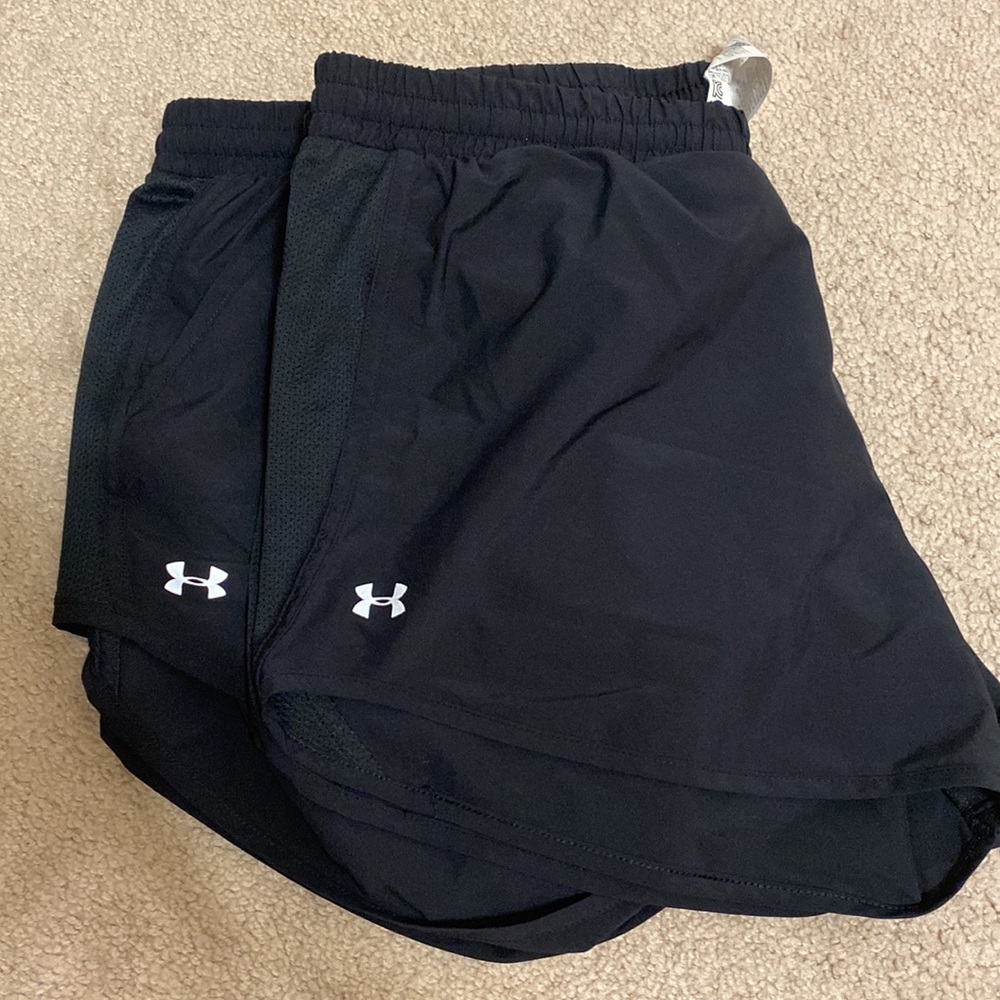 2 EUC Under Armour 3” Black Running Shorts